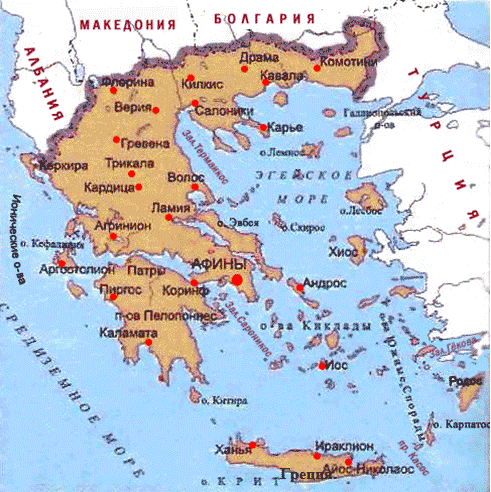 Карта морей греции