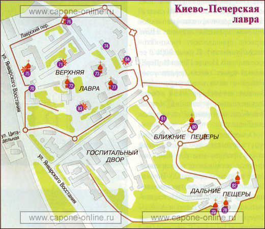Карта Киево-Печерской Лавры